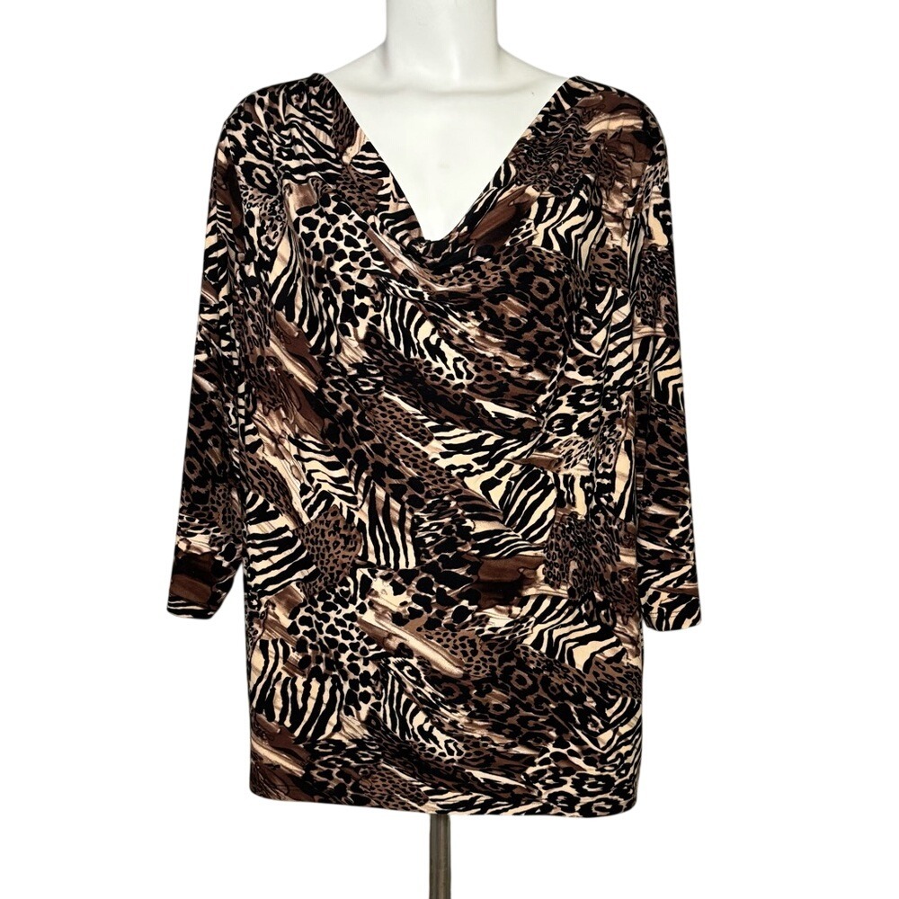 Susie In The City Women's Size 2X Stretchy Casual Top Cowl Neck Like New Cond.
